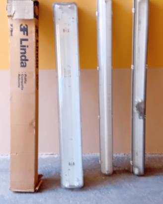 3 Plafoniere stagne, neon singolo e doppio  