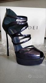 Casadei sandalo plateau blu notte lucido
