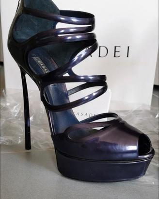 Casadei sandalo plateau blu notte lucido