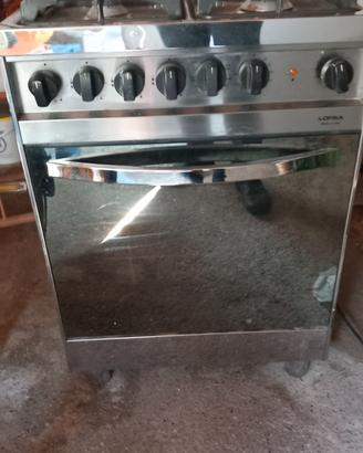 piano cottura a gas + forno elettrico in acciaio