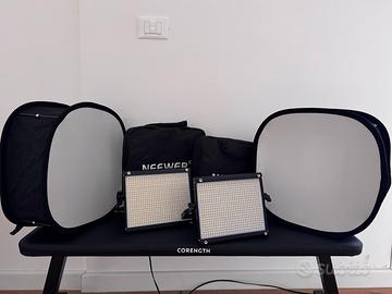 Kit 2 Neewer set luci led bicolore + softbox