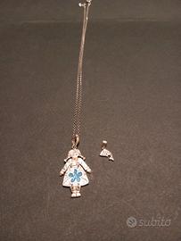 collana in argento 925 con bambina e delfino