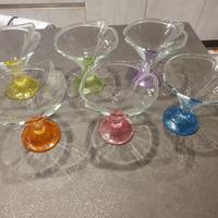 Set 6 Coppe Gelato Vetro Colorate