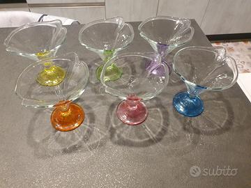 Set 6 Coppe Gelato Vetro Colorate