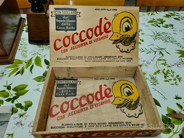 scatola di legno integratore per polli vintage