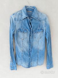 Camicia denim donna Guess, tg XS, cotone, western