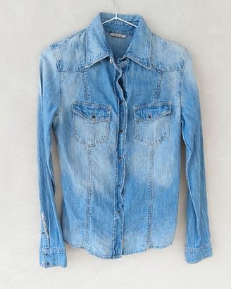 Camicia denim donna Guess, tg XS, cotone, western