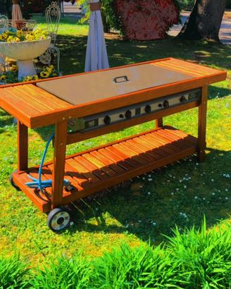 Barbecue a gas con struttura in legno