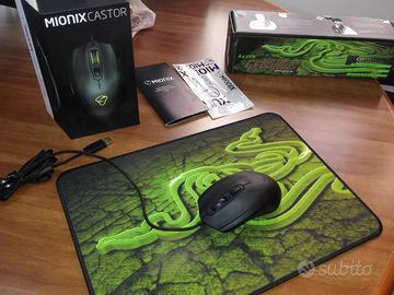Mouse gaming RGB + tappetino Razer, come nuovi