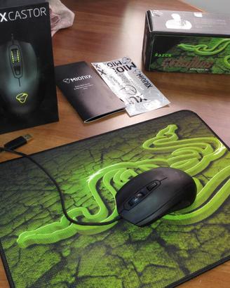 Mouse gaming RGB + tappetino Razer, come nuovi