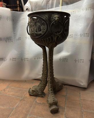 Braciere Porta-vaso Antico in Ottone