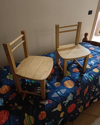 2 sedie in legno massello bambini 