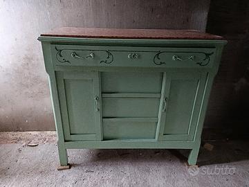 Comò vintage con ripiano in marmo e 4 cassetti