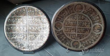 Coppia di PIATTI in ottone con immagini EGIZIE