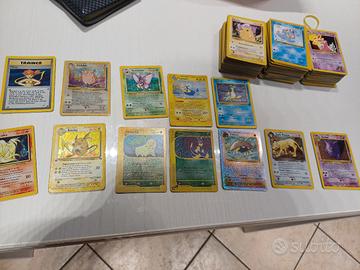 carte pokemon set base prima serie circa 300 pz. 