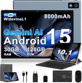 Tablet 10” Android 15 2-in-1 con tastiera, mouse e