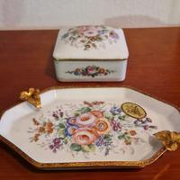Piattino bordo dorato e scatola LIMOGES anni 80