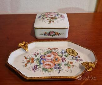 Piattino bordo dorato e scatola LIMOGES anni 80