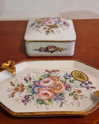 Piattino bordo dorato e scatola LIMOGES anni 80