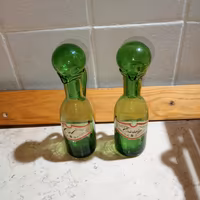 2 bottigliette olio e aceto vintage vetro soffiato