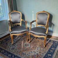 2 poltroncine in legno in stile Luigi XV 