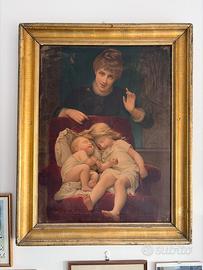 Quadro antico / Stampa oleografia fine ‘800 “Shhh!