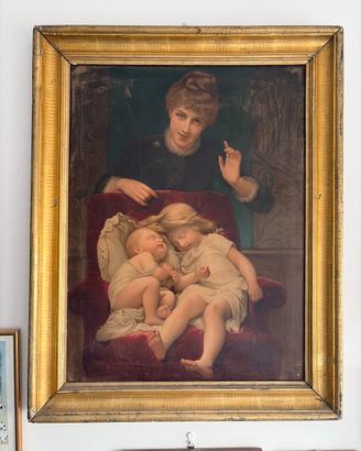 Quadro antico / Stampa oleografia fine ‘800 “Shhh!