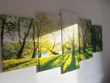Quadro 5 pannelli 200*100cm, bosco luminoso