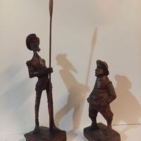 don chisciotte e sancho panza in legno intagliato