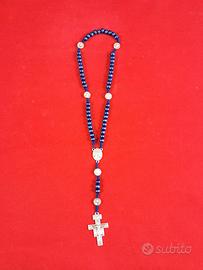 Rosario San Carlo Acutis Legno Blu Corda croce