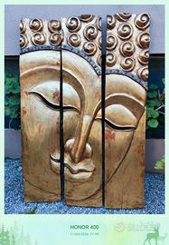 Trittico Buddha in Legno Intagliato - Quadro