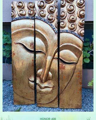 Trittico Buddha in Legno Intagliato - Quadro