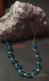 collana apatite blu con catenella acciaio 