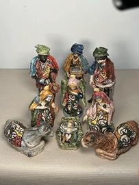 Presepe In Ceramica Di Caltagirone Sicilia Con 9 P