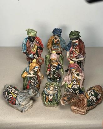 Presepe In Ceramica Di Caltagirone Sicilia Con 9 P