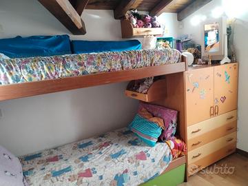 Cameretta con letto a castello o soppalco 