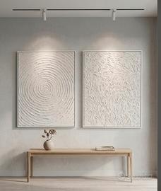 dittico di 2 quadri materici minimal moderni