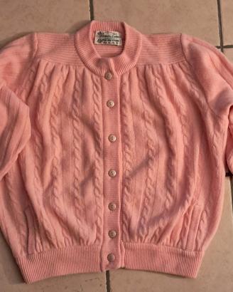 Cardigan lana rosa vintage Skinner & Turner tg 42
