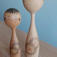 Coppia di Bambole kokeshi vintage 