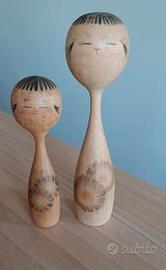 Coppia di Bambole kokeshi vintage 