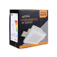 Portafaretto GU10 quadrato in gesso bianco