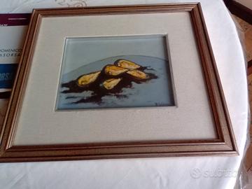 dipinto olio su tela Piatto di cozze D. La Sorsa 