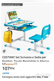 Scrivania con sedia per bambini