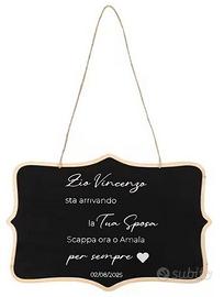 1 Targa lavagna legno cartello Matrimonio Paggetto