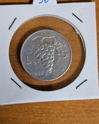 MONETA REPUBBLICA ITALIANA 5 LIRE UVA 1950 RARA