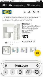 Smastad letto a soppalco con scrivania e cassetti