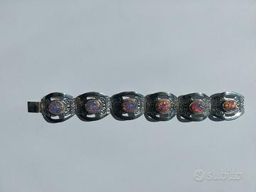 Bracciale Vintage Messicano Anni '70 Alpaca e Opal
