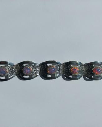 Bracciale Vintage Messicano Anni '70 Alpaca e Opal