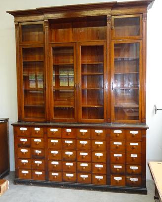 Antica cassettiera libreria da farmacia