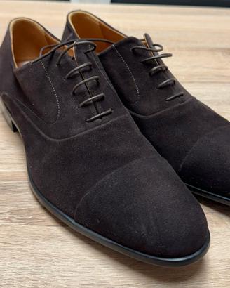 Scarpe stringate Oxford Moreschi camoscio marrone